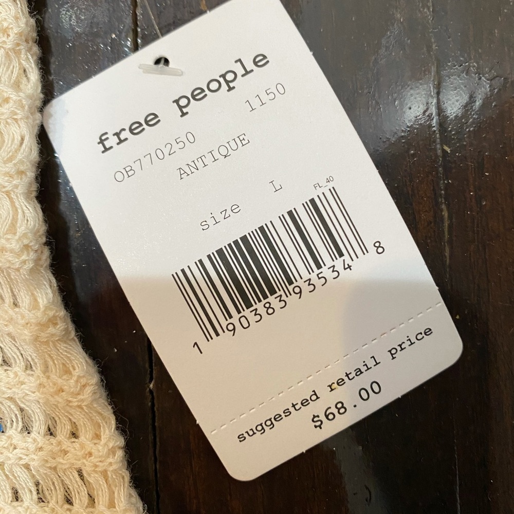 Free People Short Sleeved Cream Knit top